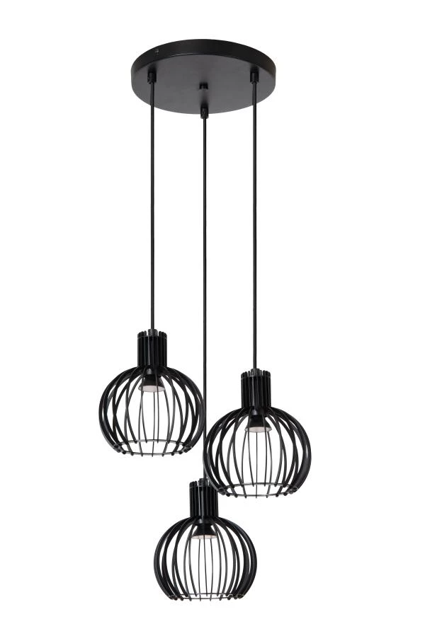 Lucide MIKAELA - Hanglamp - Ø 32 cm - 3xE14 - Zwart - uit